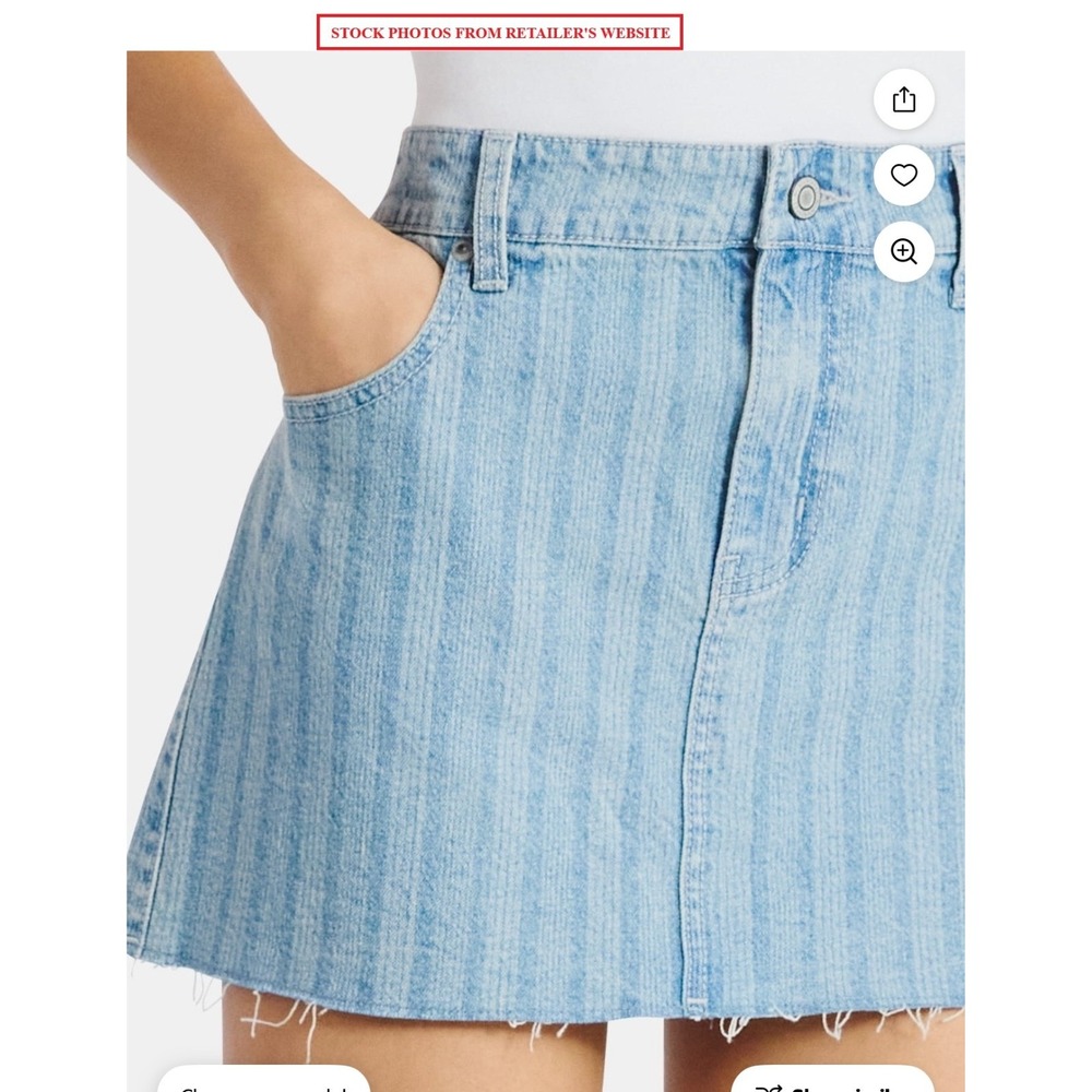 No Boundaries Denim Mini Skirt Women XL Blue New Striped Raw Hem